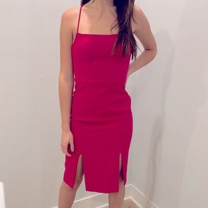 Black Halo Pink Midi Dress With Side Slits